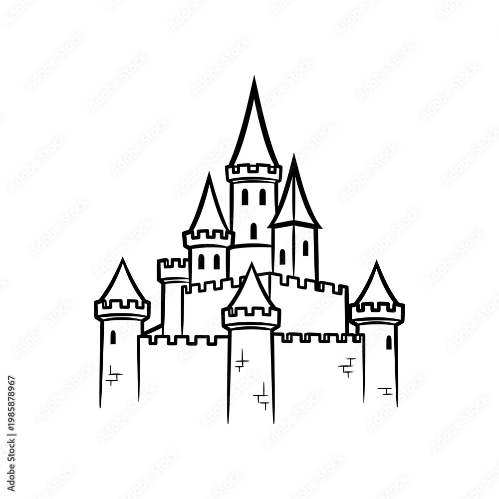 Obraz premium Fantasy medieval castle illustration.