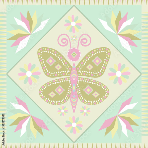 Pastel Hijab Scarf Pattern on a Light Green Background in Cool Tones