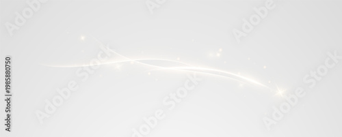 Fire trail wave, bright glow speed curve line. Glowing gold and white light stream, vector, png. Light curve line swirl effect.	
