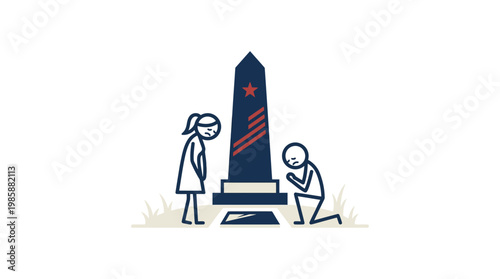 People Mourning at a War Memorial