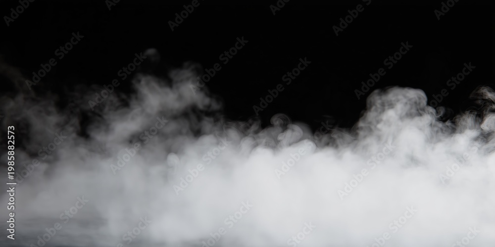 Fototapeta premium White fog and smoke on a black background with soft flowing texture and subtle movement.