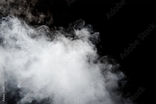 White fog and smoke on a black background with soft flowing texture and subtle movement.