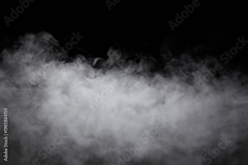 White fog and smoke on a black background with soft flowing texture and subtle movement.
