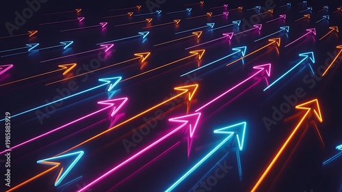 Colorful Arrow Motion Background, Fast Direction Flow with Glowing Light Trails