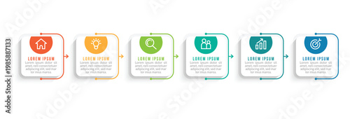 step-by-step process flowchart with colorful flat design vector illustration