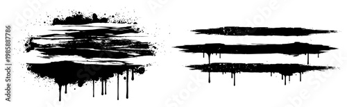 Horizontal brush strokes and paint slashes in ink splatter style