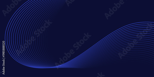 Abstract navy blue curved lines background, futuristic wave design for technology and web