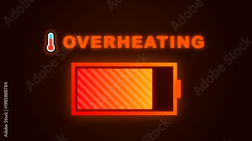 Overheating battery warning symbol graphic.