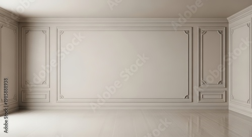Elegant White Room With Ornate Paneling And Polished Floor
