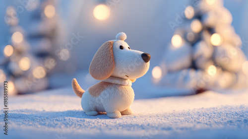 Cute Winter Dog Illustration Wallpaper