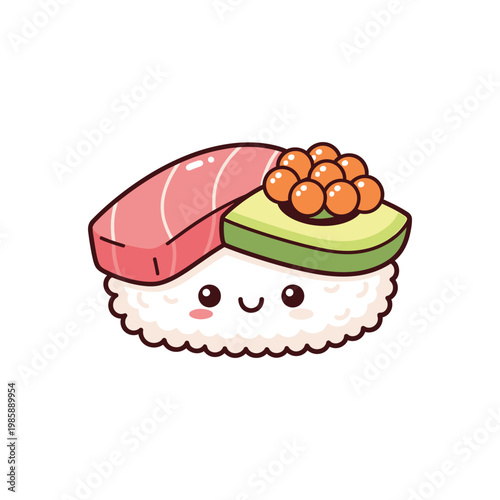Cute Sushi with Smiling Face.