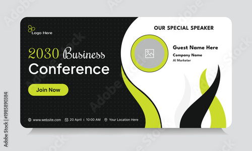 Business conference webinar template banner design, business strategy seminar banner design, fully editable vector eps 10 file format
