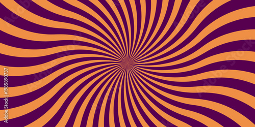 Orange and purple radial burst pattern with optical illusion, design element