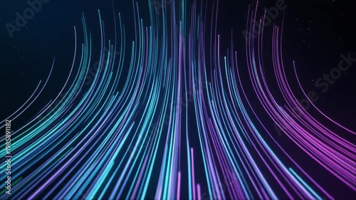  abstract digital lines flowing in dark space, representing data transfer