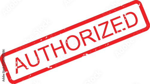 Red ink rubber stamp that clearly shows the word authorized on a white surface for business
