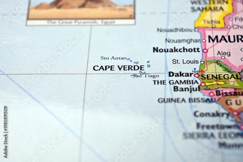 Cape Verde Highlighted on World Map with Soft Blurred Background for Geographic Focus