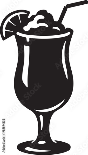 Clean black silhouette of frozen daiquiri in tall glass