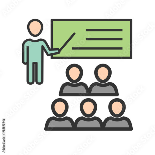 Teacher Explaining Lesson on Blackboard to Students Illustration