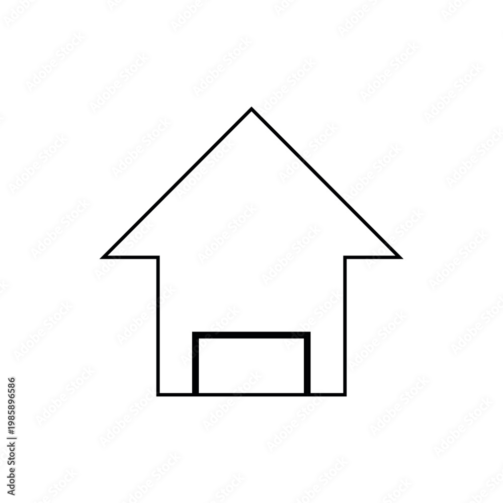 Fototapeta premium Simple black and white house outline icon on a white background