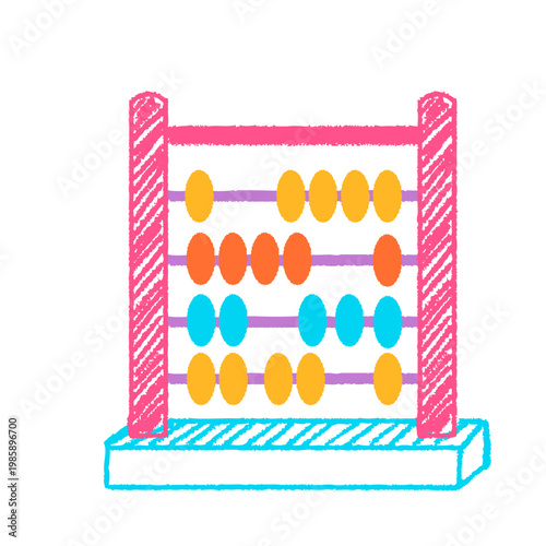 Hand drawn colorful abacus for children math learning and counting.