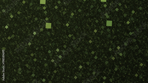 Abstract Green Geometric Pattern Background with Scattered Squares and Diamonds