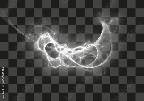 Abstract light energy swirling glowing isolated on transparent background modern effect