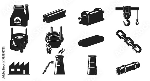 Industrial Metal Casting and Factory Production Vector