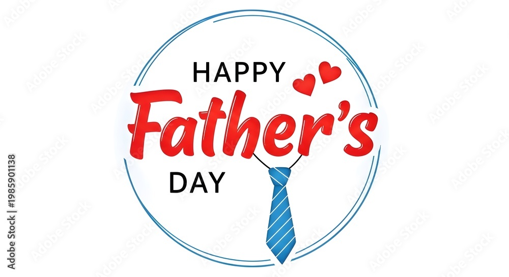 Fototapeta premium Happy father's day illustration with tie and hearts