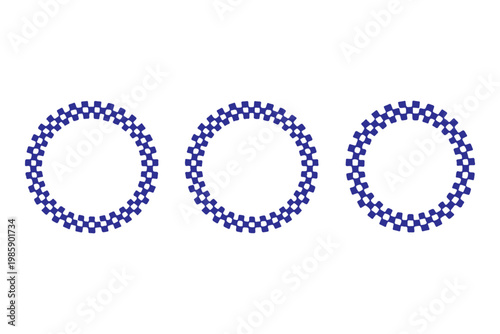 Circle checker frames. Round chess borders. stock illustration