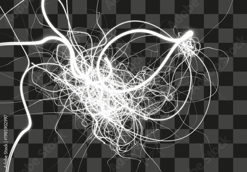 Glowing abstract lines spreading isolated on transparent background energy light effect