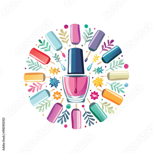 Nail polish design element idea with modern style concept