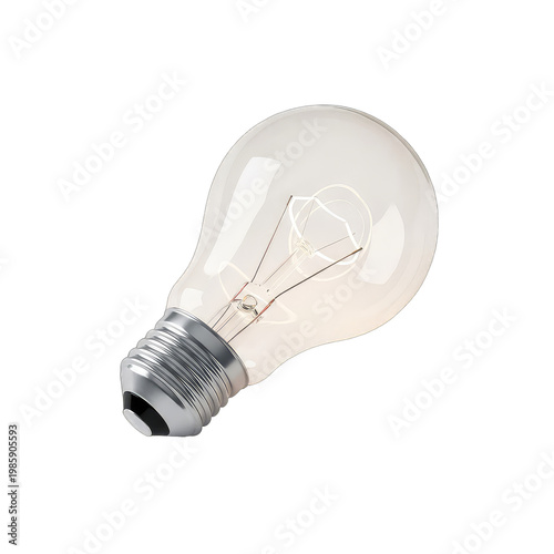 Vintage light bulb with glowing filament isolated on transparent background