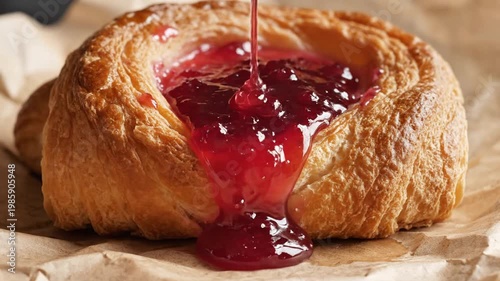 A delicious traditional apple pie with gourmet chocolate drizzle, a fresh baked sweet pastry dessert served as a tasty snack or breakfast meal on a white plate isolated for a bakery