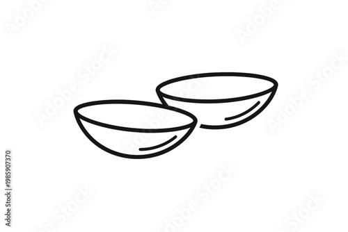 High-quality vector graphic showcasing two clear contact lenses, essential for eye care, vision correction, and optometry-related digital designs. A minimalist black outline illustration perfect for w