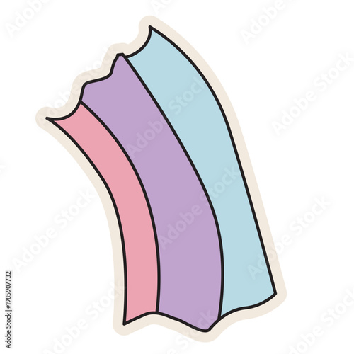 Pastel rainbow curve shape, retro design element, vintage style, colorful vector illustration icon.