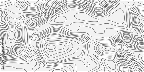 Abstract topographic map background with grey contour lines on white, seamless pattern for terrain cartography design. minimalist vector illustration, geographic terrain, elevation, relief mapping