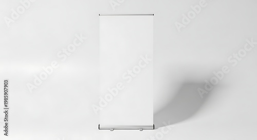 Minimal White Banner Stand in Bright Studio
