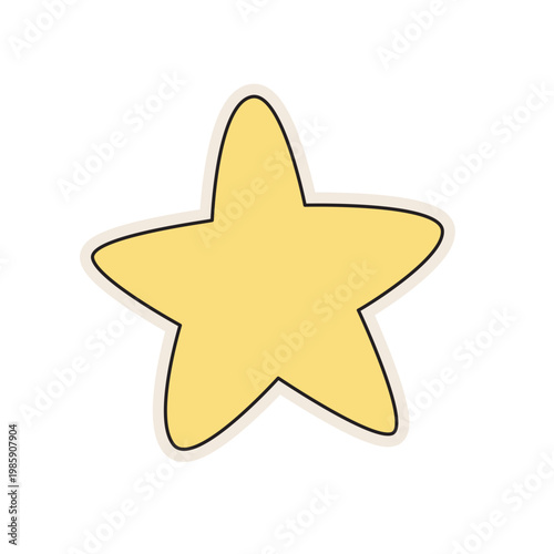 Yellow star shape, retro design element, vintage symbol, colorful illustration, vector icon.