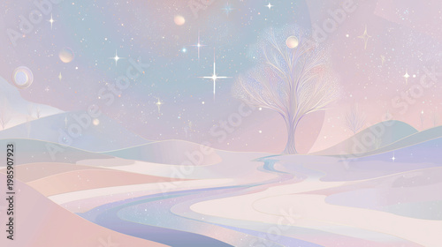 Cute Pastel-Colored Nature Illustration Wallpapers