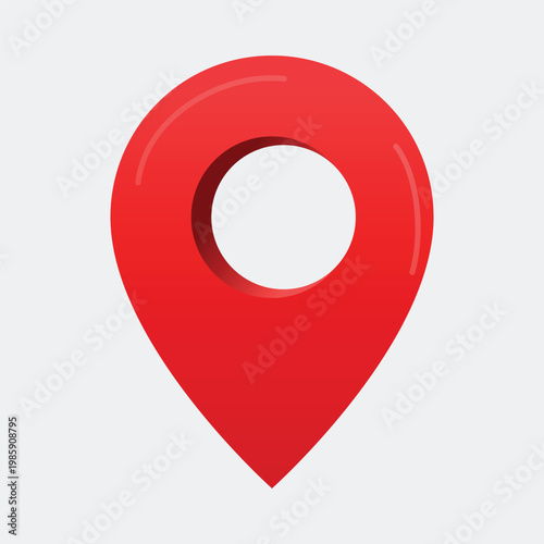 A red map pin icon on a plain white background for navigation and location purposes
