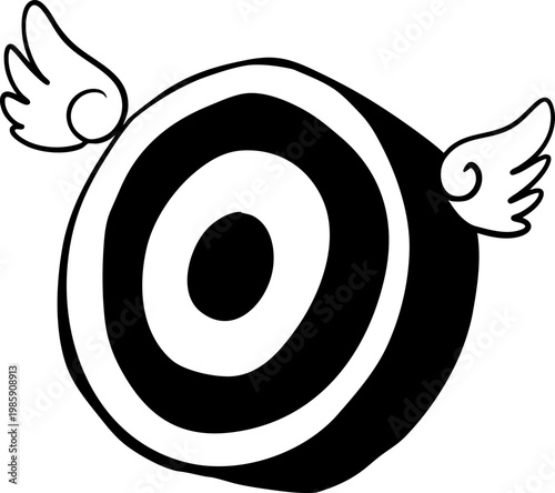 Sketch hand drawn Target With Wings