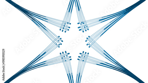Geometric fiber optic star icon with glowing strands - for connectivity design