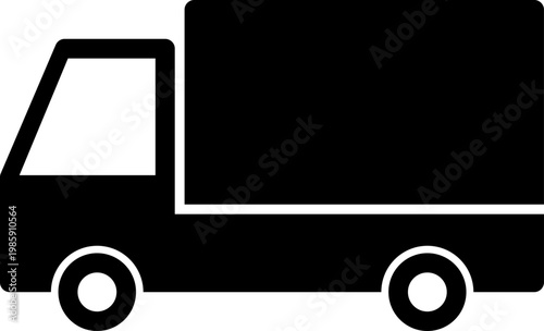 シンプルなトラックのモノクロアイコン。配送のコンセプト