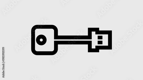 Sleek key silhouette with USB drive end - for digital access concept graphic