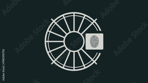 Minimalist vault icon with fingerprint reader - for authentication design