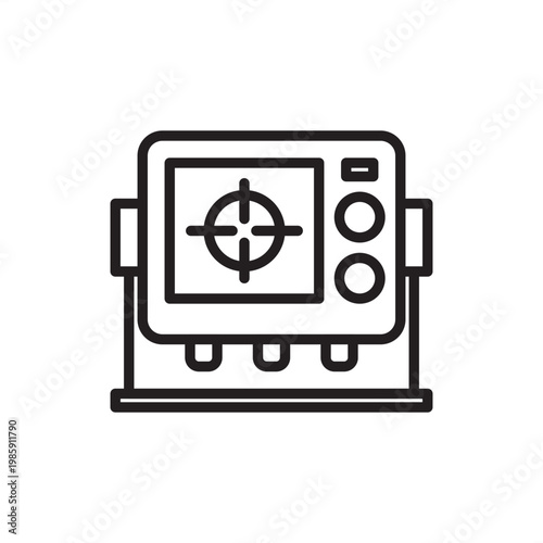 AIS transponder icon symbolizing vessel tracking, representing bridge hardware, navigation tools, signal gear, maritime safety systems, and industrial logistics for automated ship identification.