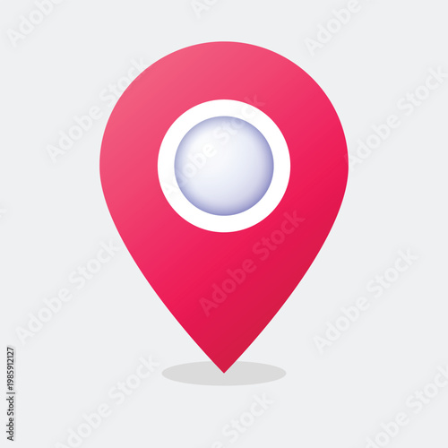 A pink map pin icon with a white circle on a light gray background