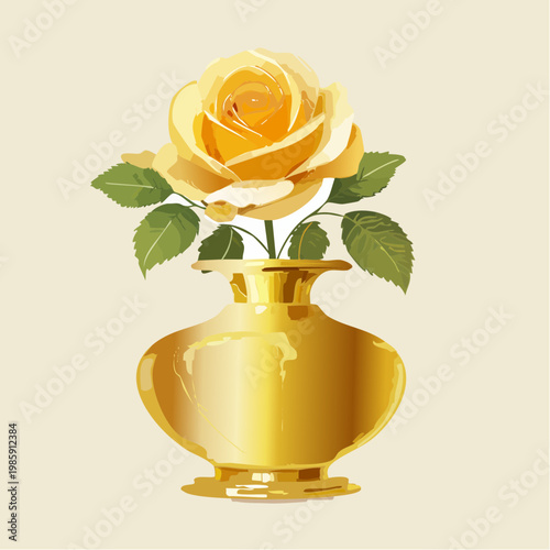 Eine atemberaubende Rose in einer eleganten goldenen Vase