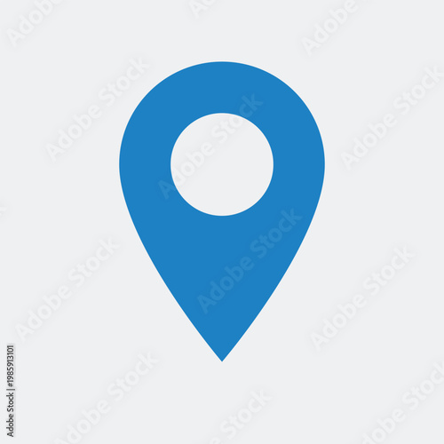 A blue map pin icon on a white background for navigation and location purposes