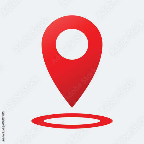 A red map pin icon on a white background for navigation and location purposes
